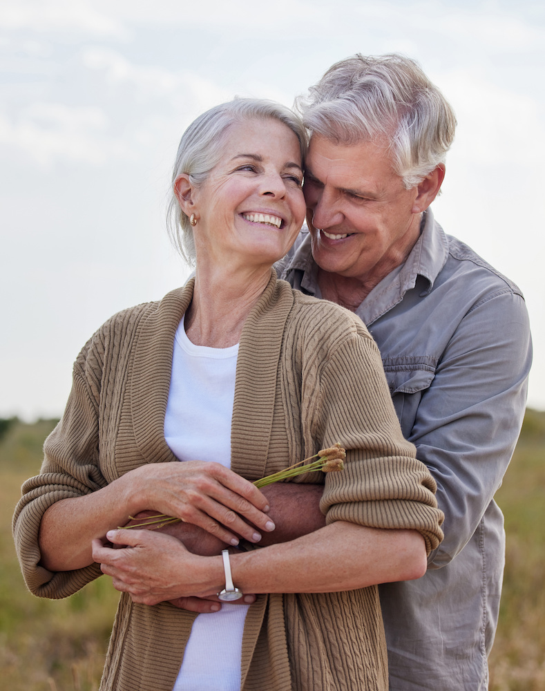 happy mature couple embracing
